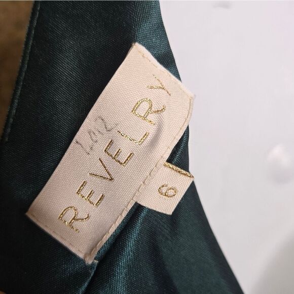 REVELRY Asher velvet classic emerald criss cross‎ open back maxi dress gown 6 - Picture 6 of 11